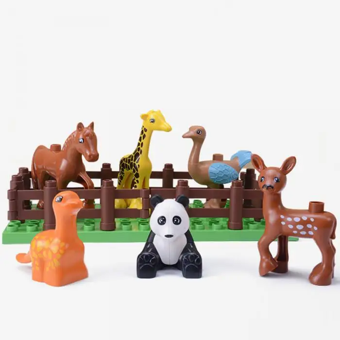 Детские модели животных, набор строительных блоков, совместимые игрушки-головоломки для раннего образования
