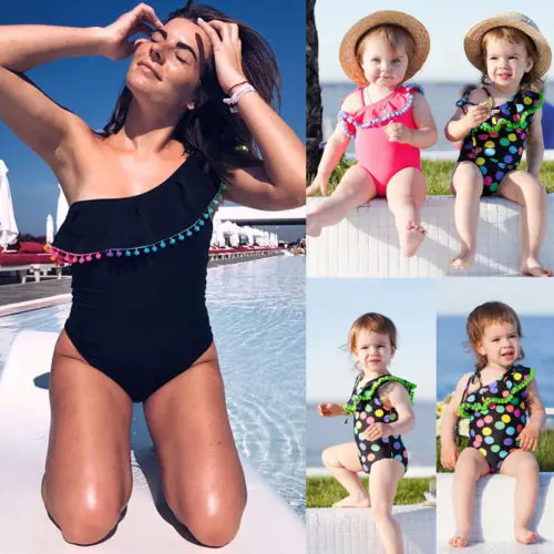 

Mother Daughter Summer Family Match Bikini Swimsuit Swimwear Women Kids Girls Beachwear