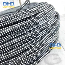 100 м 2 ядра черный и белый тканевый провод 2*0,75 мм винтажная Ткань Электрический кабель Шнур для Эдисона лампа из ткани кабель