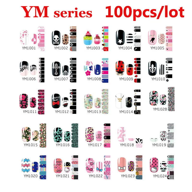 100pcs Self Adhesive Nail Art Sticker Wraps Stylish Nail Patch Foils