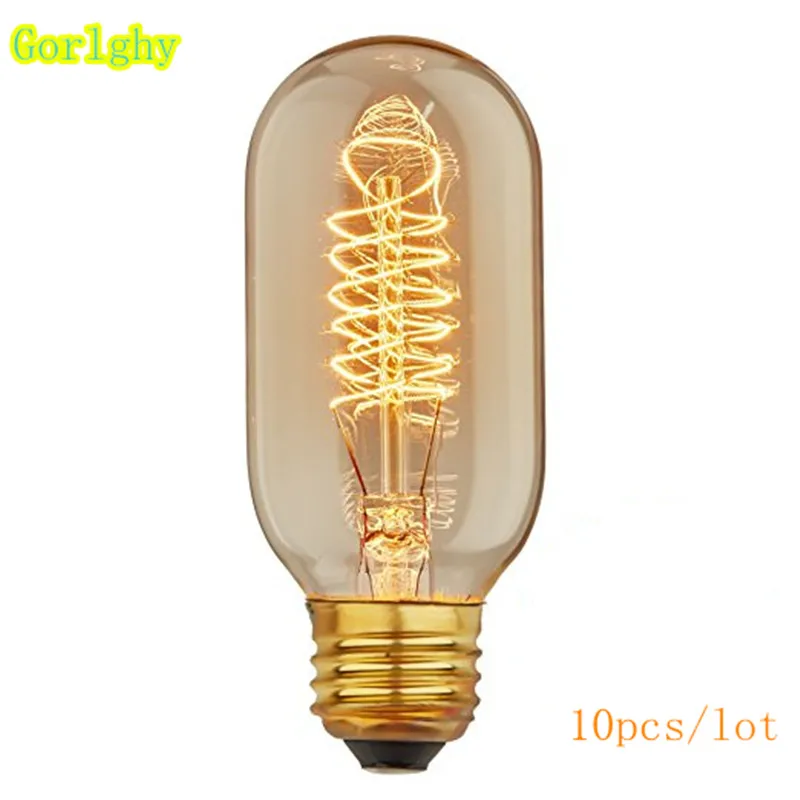 

10pcs/lot T45 Incandescent Vintage Bulbs 40W E27 Retro Edison Fialment Lamp 110V 220V for Home Decor Restaurant