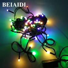 BEIAIDI, 220 В, сказочный светодиодный светильник, 8 м, черная проволока, Рождественский светильник, гирлянда, вечерние, свадебные украшения, мигалка, сказочный светильник ing