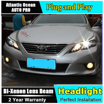 

Car Styling New For Toyota Reiz headlights 2010-2013 Mark X led headlight head lamp led drl H7 HID KIT Bi-Xenon Lens low beam