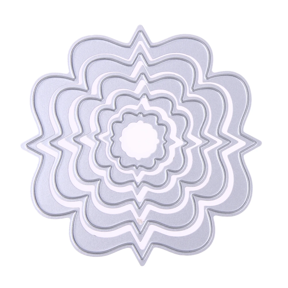 

5pcs Flower Label Metal Cutting Dies Scrapbooking Dies Album Photo Paper Card Embossing Decorative Stencil Craft Die Cut