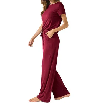 

2019 Women Jumpsuit Fashion Causal Overalls Loose Solid Wide Leg Pants Playsuit Lace Up Jumpsuit