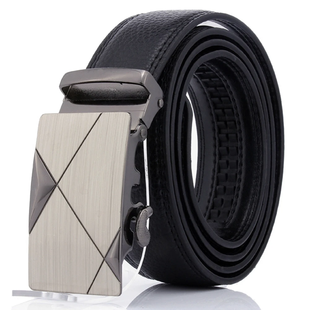 

Men Automatic Business Adjustable Buckle Designer Leather Belt Sliding Ratchet