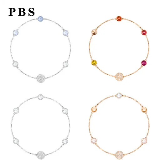 

PBS Original Copy High Quality 1:1 SWA Multi-Color Beads Gold-Plated Magnetic Clasp Bracelet Logo Free Envelope Mail