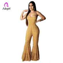 Yellow Boho Sexy Wide Leg Jumpsuit Women Off Shoulder Floral Print Jumpsuit Bodycon Flared Pants Female Elegant Beach Overalls black floral print flared long pants