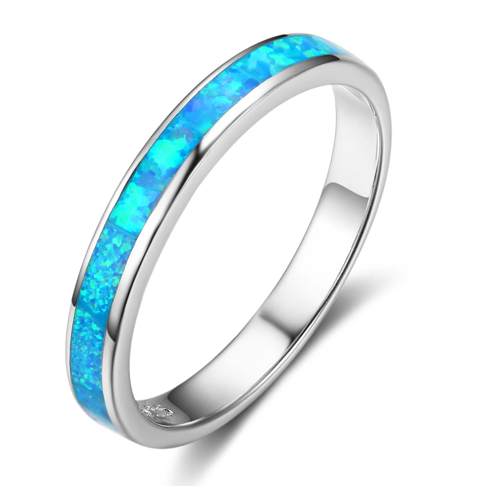 

Hot Sale Synthetic Blue Fire Opal 925 Sterling Silver Unisex Fashion Opal Ring
