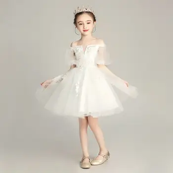 

Teenage Girls Mesh Shoulderless Tutu Princess Dress Kids Dresses For Girls Birthday Wedding Party Baby Girl Clothes Vestido F161