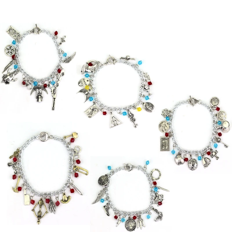 

Star Wars Alice in Wonderland Supernatural Suicide Squad Bracelet Doctor Who Legend of Zelda Game Of Thrones Charm Bracelet