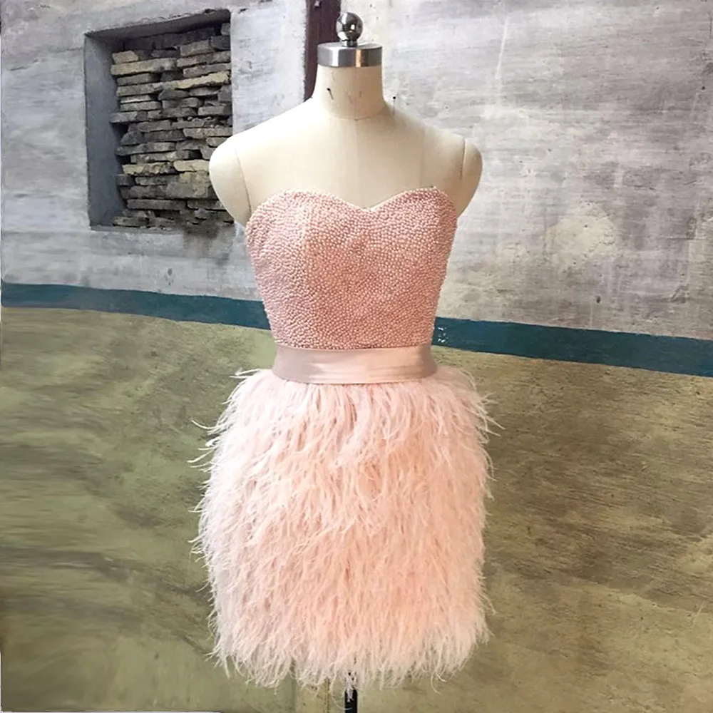 Short wedding dresses 2019 robe de mariee Feathers Bridal Gowns Peals ...