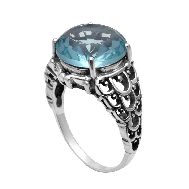 Szjinao Wholesale 925 Sterling Silver Jewelry Aquamarine Ring Engagement Promise Rings for Women wedding accessories