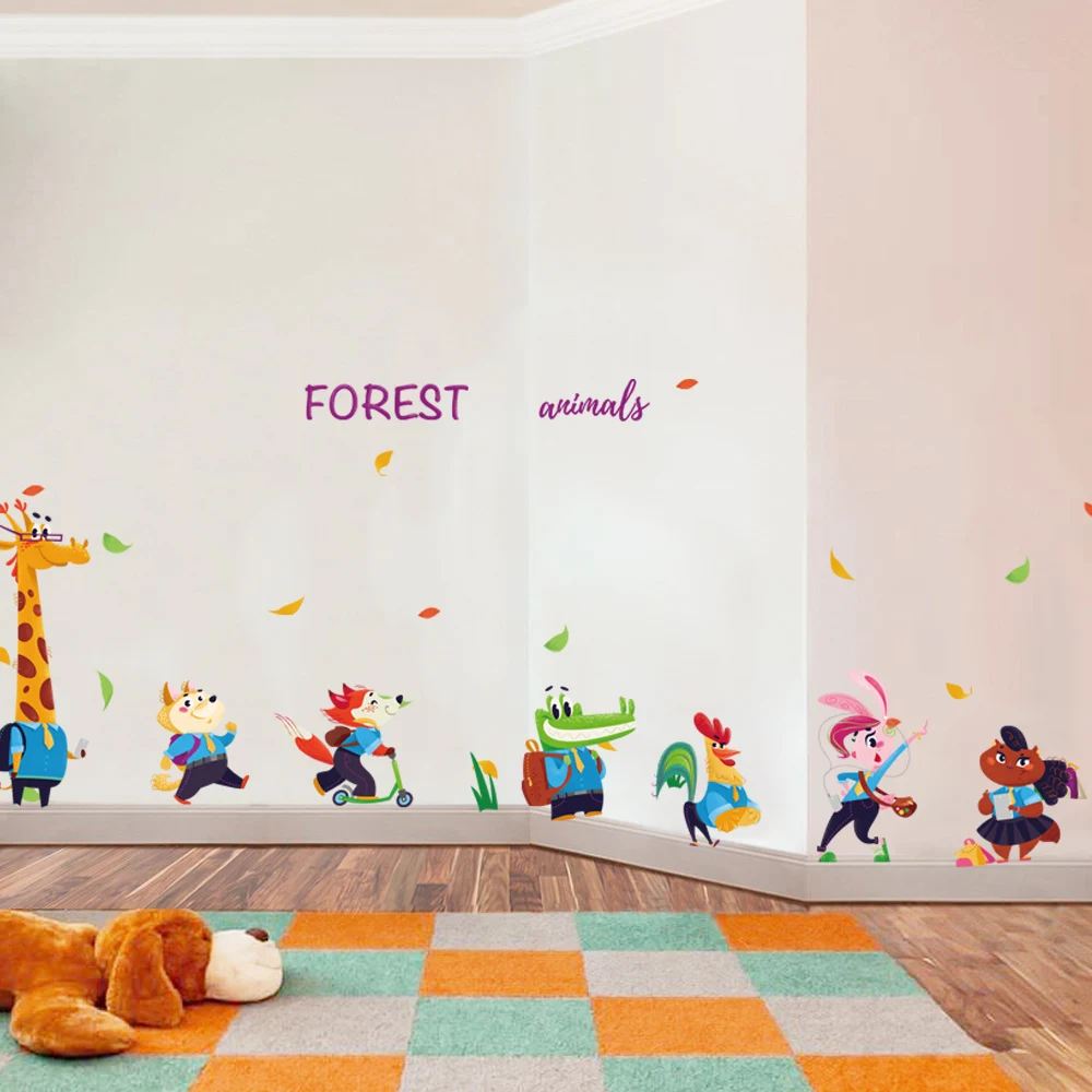 

Forest Animals Wall Decal Sticker Home Decor DIY Removable Art Vinyl Mural For Refrigerator/Kids Room/Sliding Door QT734-4MB