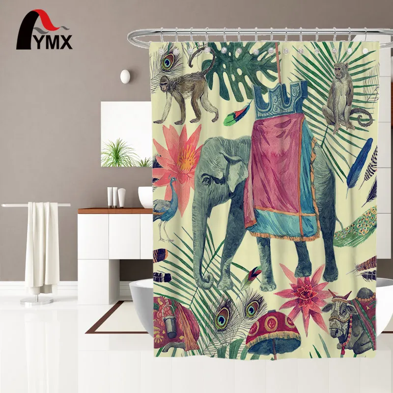

New Design Popular Type Indian Mandala Elephant Pattern Shower Curtain For Bathroom Decor With Waterproof Feature