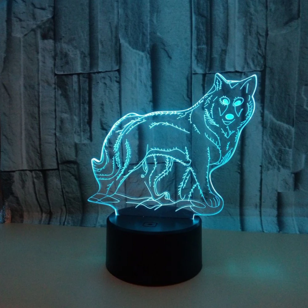 Новый Волк 3D ночник креативный 3 D лампа визуальное освещение для украшения