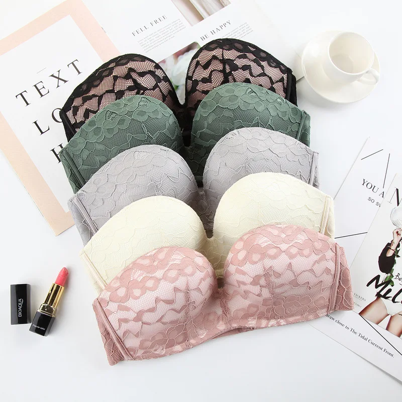 

Roseheart Female New Women Fashion Black Women Sexy Strapless Invisible Bralette Adjustable Flying Bras Cup A B C D Plus Size