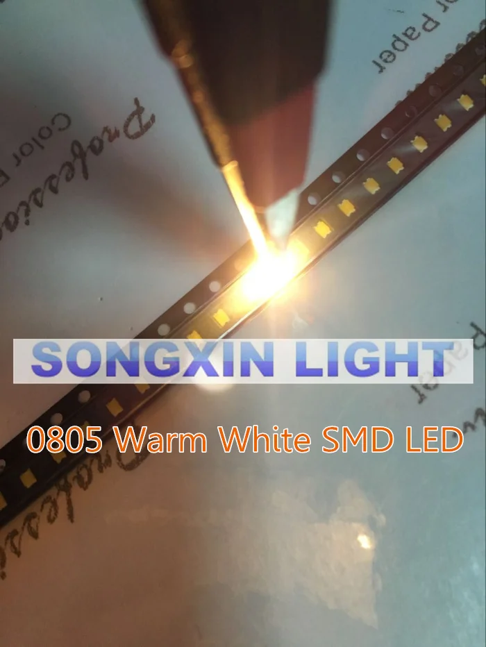 200 шт. 0805 SMD LED теплый белый светодиодный ОД S 2800-3200K светильник диод вода прозрачный