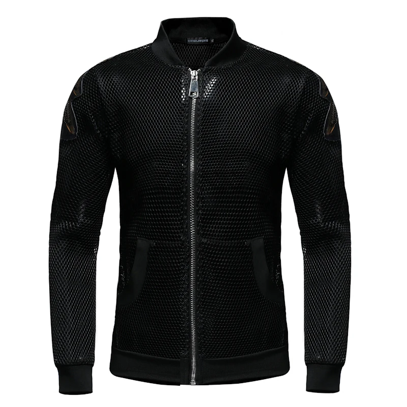 Man Openwork Eagle Embroidered Zip Jacket Spring and Autumn 2018 New Mens Jackets Streetwear Hip Pop Bomber Jacket Men Man Openwork Eagle Embroidered Zip Jacket Spring and Autumn 2018 New Mens Jackets Streetwear Hip Pop Bomber Jacket Men