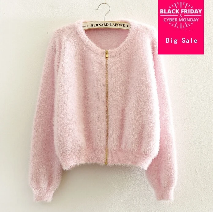 

2019 new spring zipper Sweater Cardigan feminino Female Casual Knitted Mohair Cardigans Women Sweaters Coat Knitwear G221