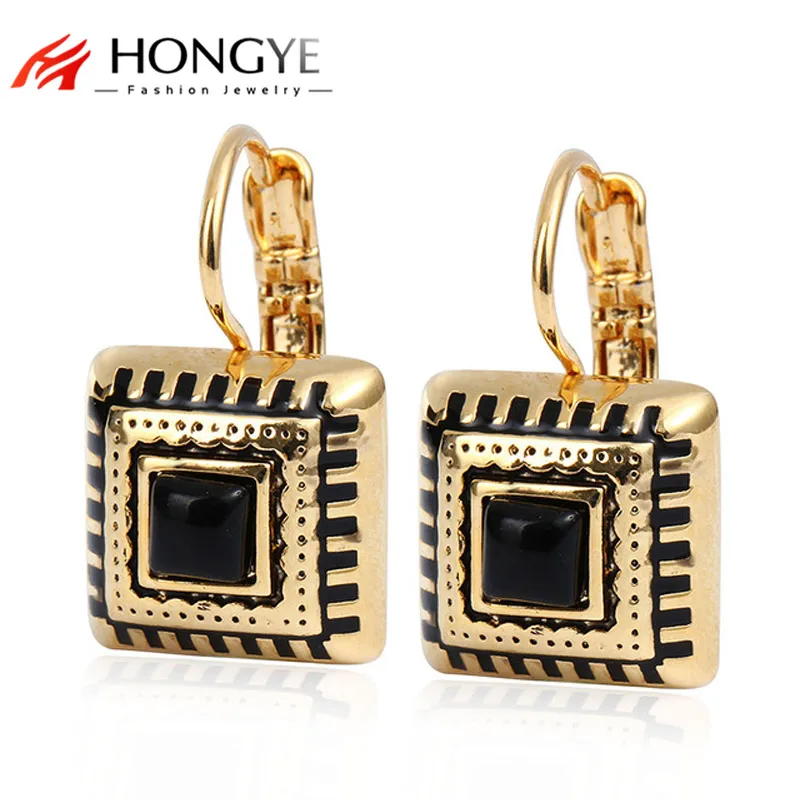 

Gold Color Earrings For Women Resin Enamel Earings Famous Brand Jewelry 3 Colors Square Brincos 2018 New Arrival Bijoux