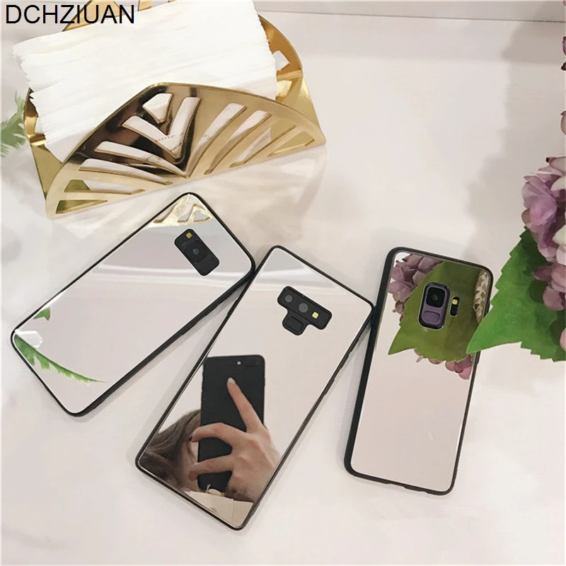 

DCHZIUAN Tempered Glass Mirror Phone Case For Samsung Galaxy S9 S8 S10 Plus Note 8 Note 9 Case Fashion Soft Cover Capa Para