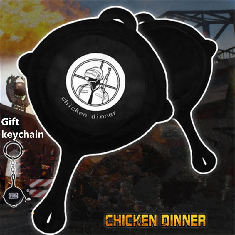 

New Game Playerunknown's Battlegrounds PUBG Weapon Pan Plush Pillow Bolster+Keychain As a Gift Collection 1:1 Toy Cosplay Props