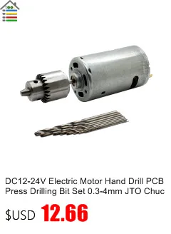 Сверхмощный DC12-24V электродвигатель ручная дрель PCB пресс сверление 0,6-6 мм B10 Быстрозажимной патрон с 10 шт. набор сверл