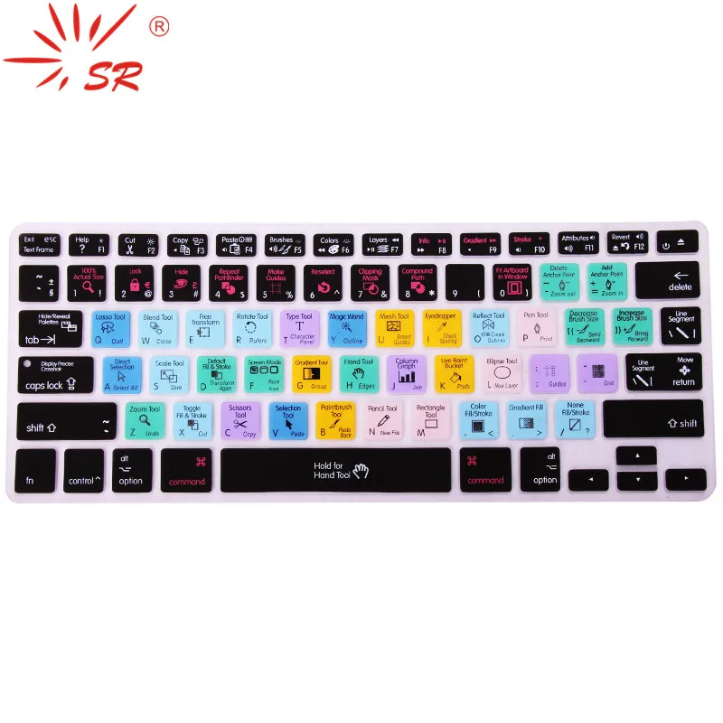 

SR 2 Types US English for Photoshop Language Letter Silicone Keyboard Cover Sticker For Macbook Air 13 Pro 13.3 15.4 17