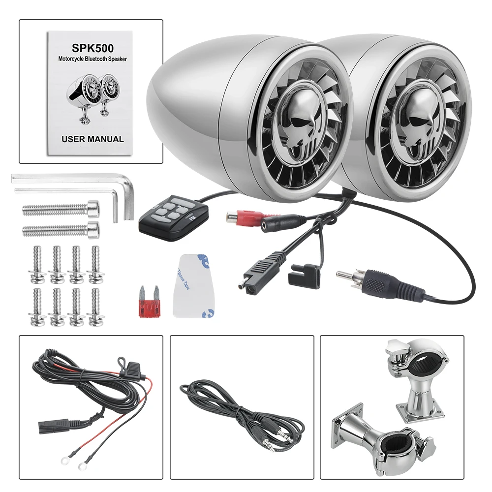

5 Inch Motorcycle Bluetooth Speaker Motorbike ATV UTV Harley Sound System 600W Amp Speaker Set MP3 AUX Imput FM Radio