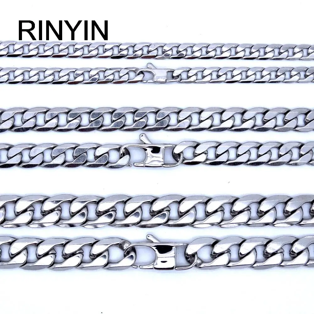 Stainless Steel Necklace 6/8/12mm for Men cuban necklaces fashion necklace stainless steel necklace metal necklace