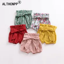 Летняя одежда для маленьких девочек футболки для девочек ясельного возраста галстук-бабочка для девочек шорты с оборками горячие штаны PP Короткие шаровары Ropa Bebe Verano