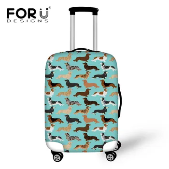 

FORUDESIGNS Thick Elastic Suitcase Covers Cute Animal Dachshunds Dogs Travel Luggage Protective Cover for 18-30 Inch Case Bags
