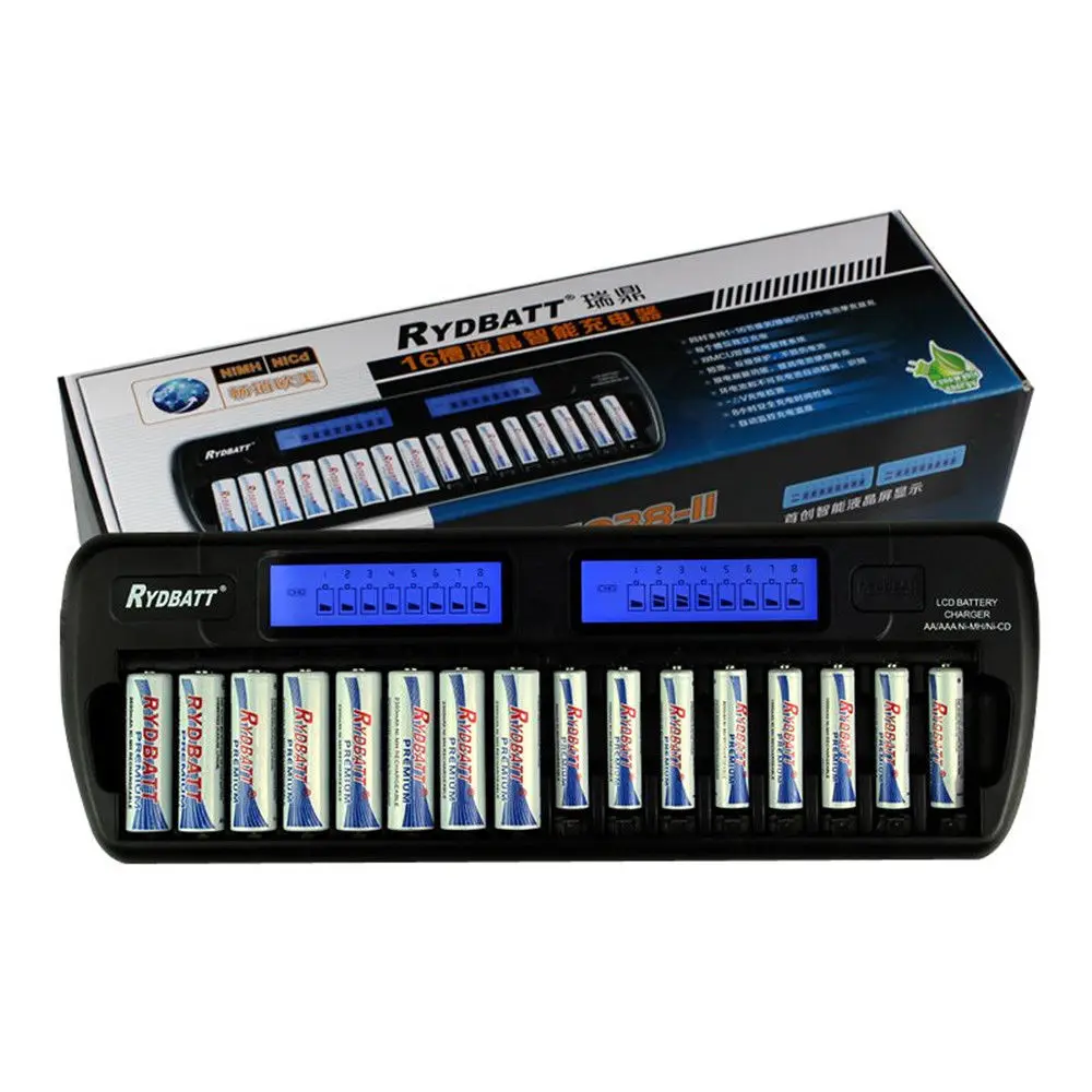 

16 Slot 16 Bank LCD Smart Battery Charger For AA AAA Ni-MH Ni-Cd bay Bank Rechargeable Cells Battery