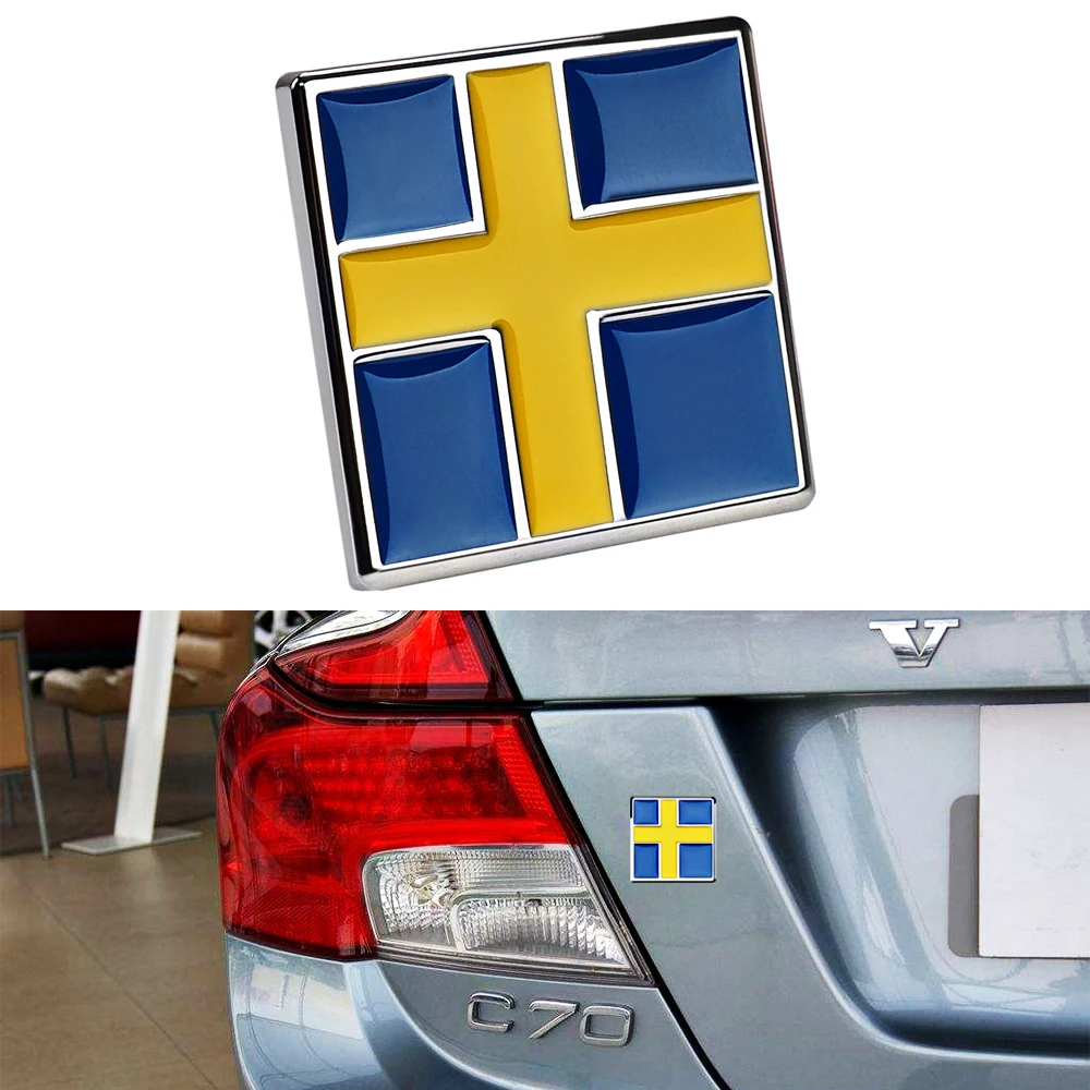 Metal 3d Sweden Nation Flag Car Sticker For Volvo Xc90 S90 S60l