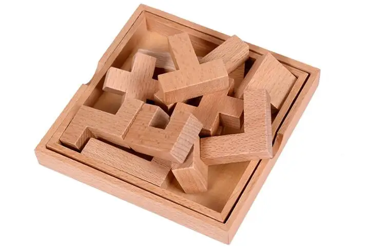 Сложная головоломка IQ Wooden Tangram логическая для развития интеллекта Развивающие