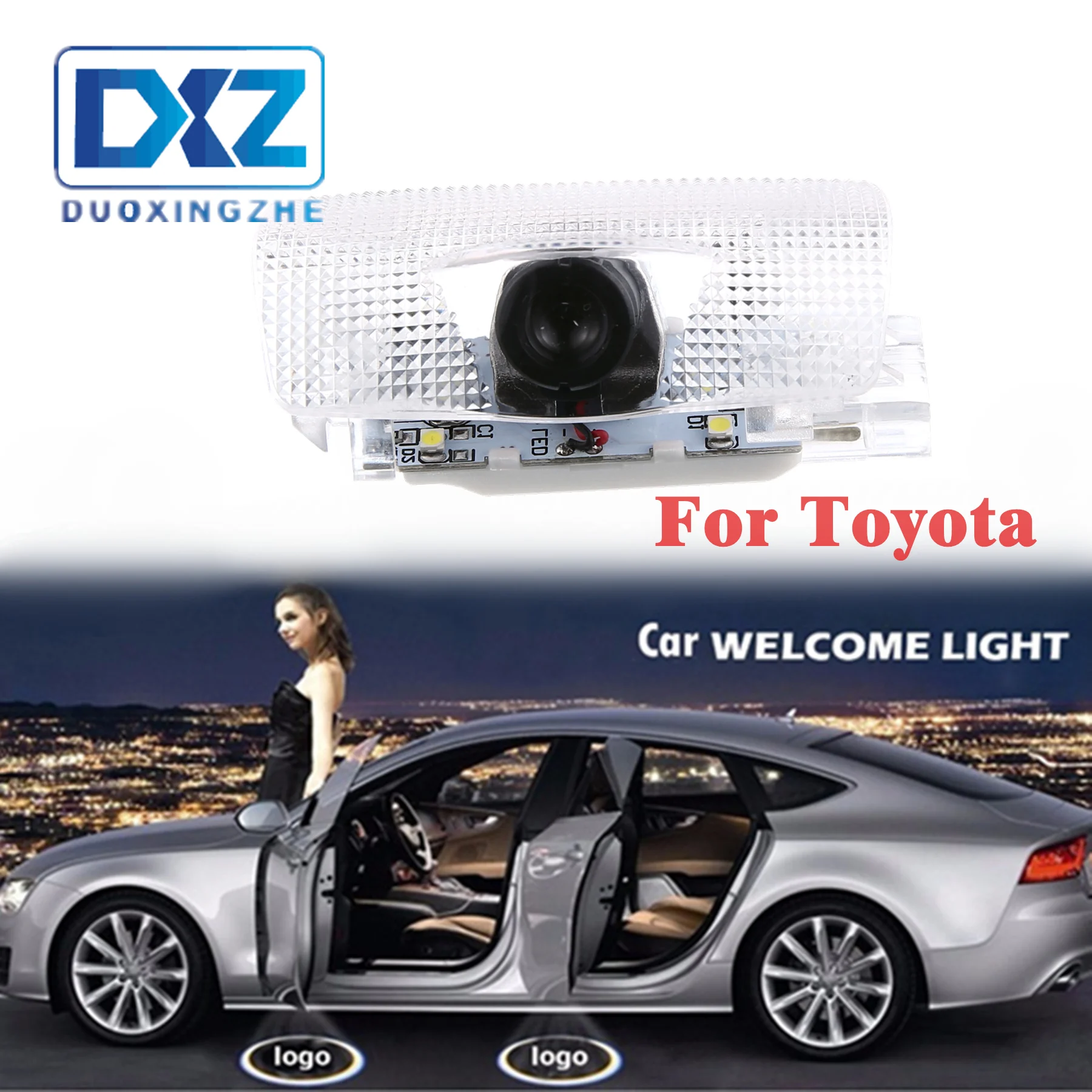 

DXZ 2Pcs Car Led door logo projector welcome light laser Fit For Toyota Highlander Camry corolla Reize crown Prado Prius