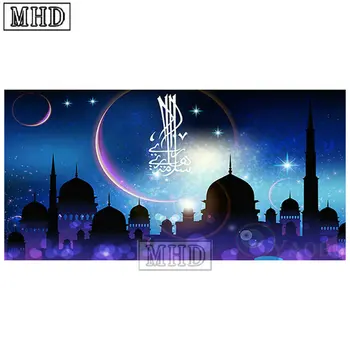 

Ramadan Gift 5d Diy Diamond Painting Mosque Decoration Full Square 3d Diamond Embroidery 100% Resin Mosaic Muslim Picture
