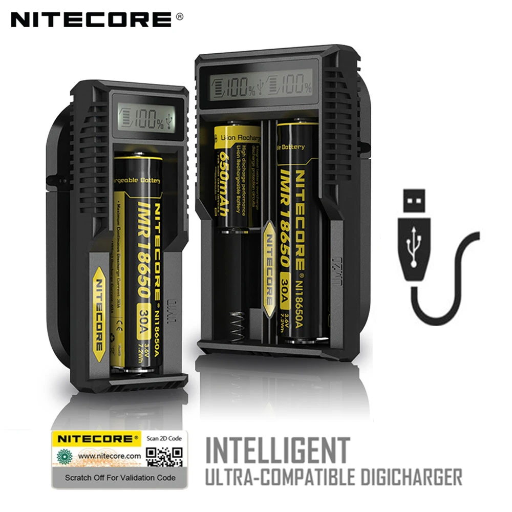 

100% Original Nitecore UM10 UM20 LCD Display Digital Smart USB Charger 18650 17650 17670 RCR123A 16340 14500 Charger Battery