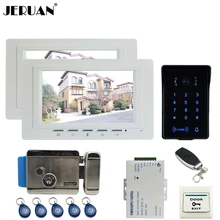 JERUAN 7 ”TFT monitor de Vídeo de Intercomunicación Video de La Puerta Sistema de Teléfono 2 blanco RFID Táctil A Prueba de agua Cámara de La llave + Remoto de control Abierto