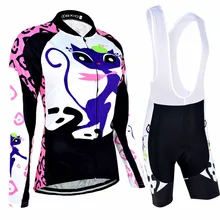 BXIO/женские велосипедные наборы Pro Team, забавная одежда для велосипеда с кошкой, Дамский велосипед, одежда для верховой езды с длинными рукавами Ropa De Ciclismo 044