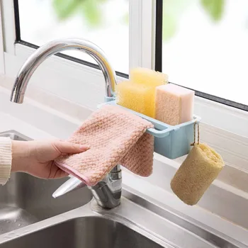 

1Pc Plastic Kitchen Accessories Sink Shelf Sponge Drain Rack Multifunction Storage Racks