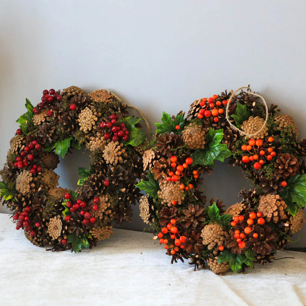 

Autumn Wreath Fall Home Decor Wedding Decoration Berries Rustic Wreath Door Country Handmade Door Wreath Accessories Garland