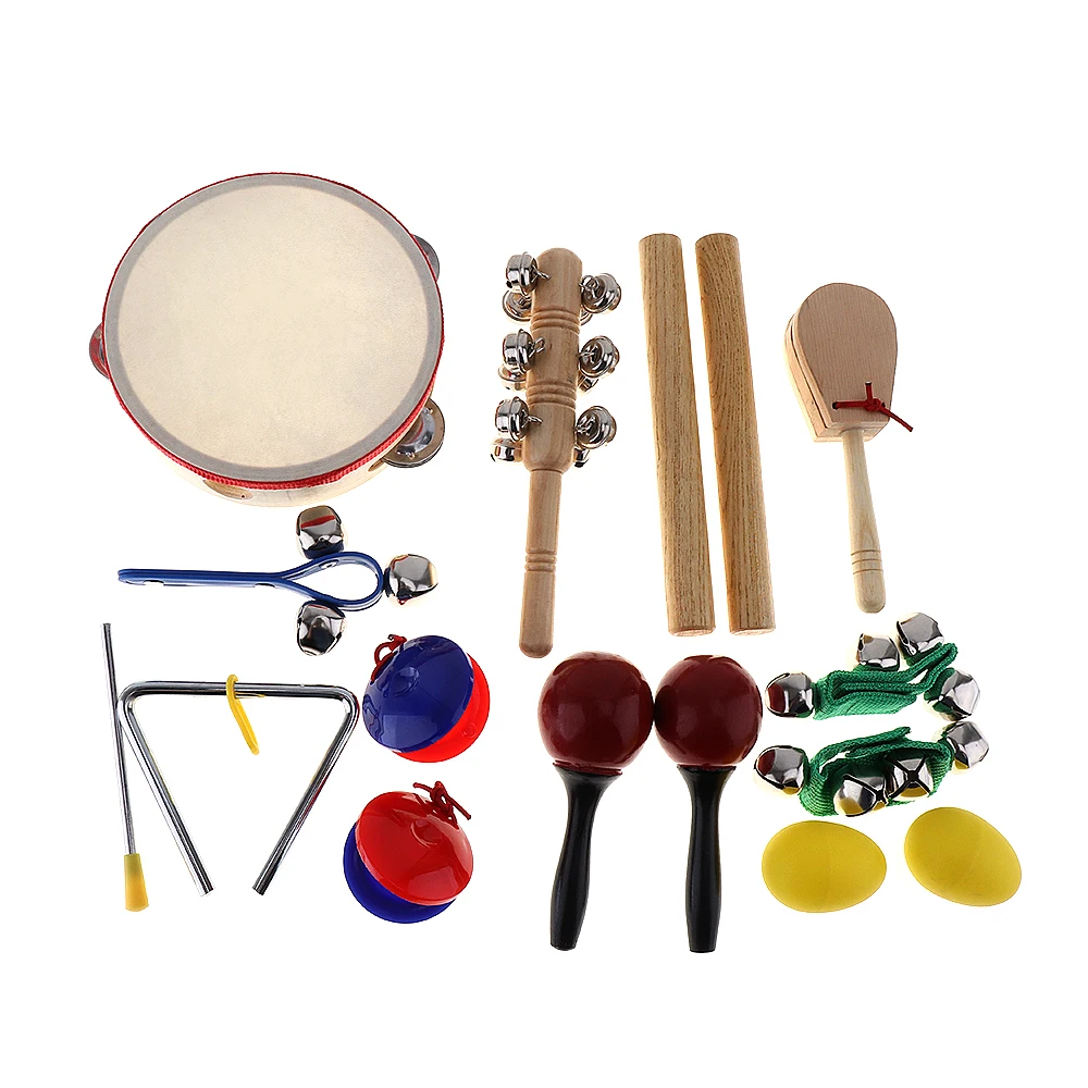 Nextel Ring Tones Rhy Vente 16 Pcs Instrument De Musique Ensemble 10 Sortes Maternelle Tambourin Tambour Percussion Jouets Pour Enfants Bebe Education Precoce Pas Cher Prix
