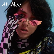 Женские солнцезащитные очки "кошачий глаз" без оправы, роскошная женская Металлическая оправа, зеркальные линзы, винтажные брендовые узкие треугольные Cateyes солнцезащитные очки UV400