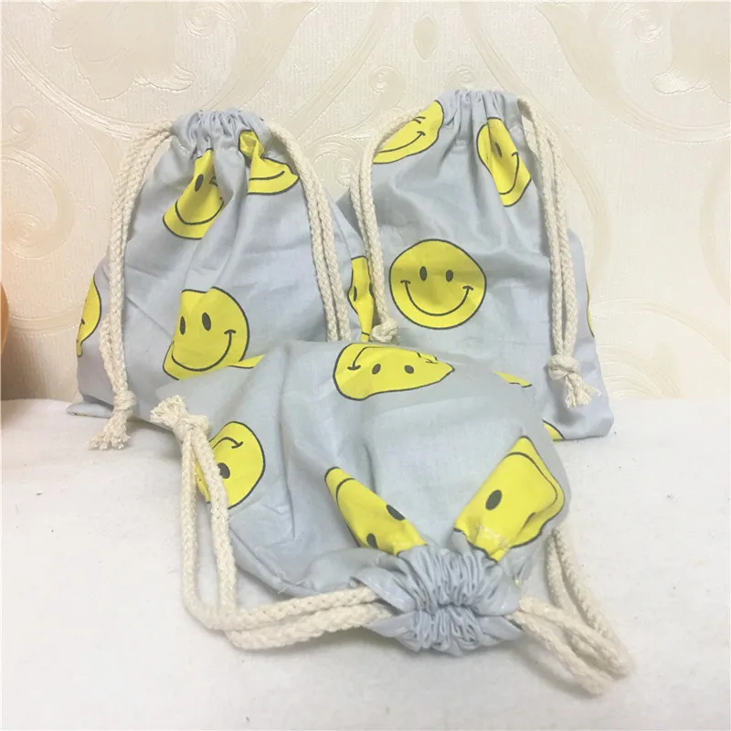 Yile хлопка drawstring сумка Многофункциональный Органайзер подарок мешок улыбающееся лицо 8218b