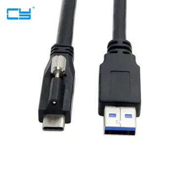 

1.2m USB 3.1 Type-C USB-C Locking Connector to Standard USB3.0 Data Cable With Panel Mount Screw