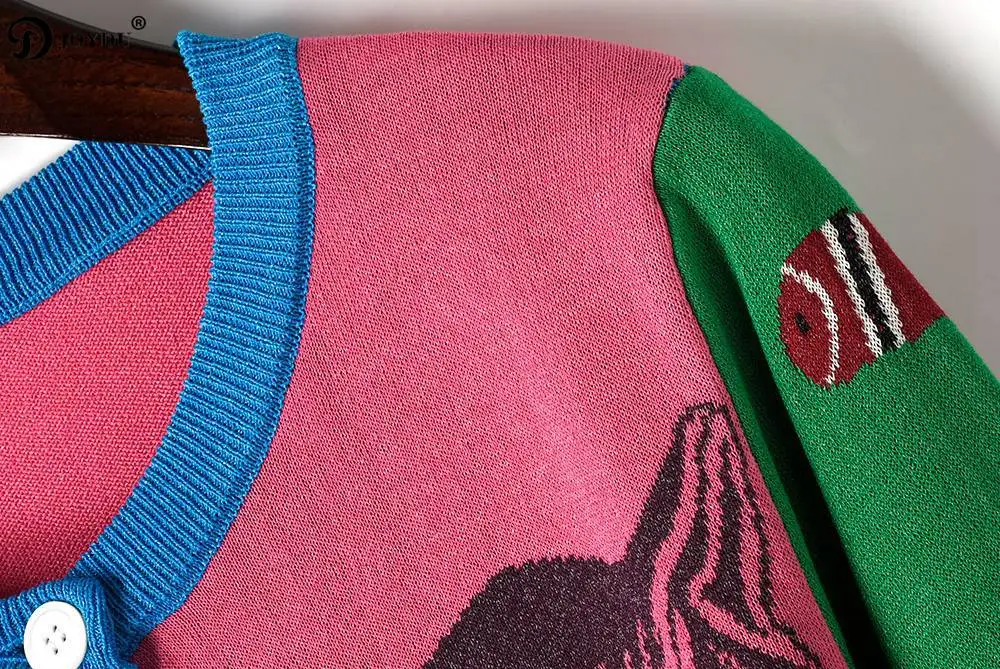 JOYDU, дизайнерский вязанный кардиган, свитер,, весенний вязаный джемпер со змеиным рисунком кота, Женский Топ, пуловер, sueter mujer