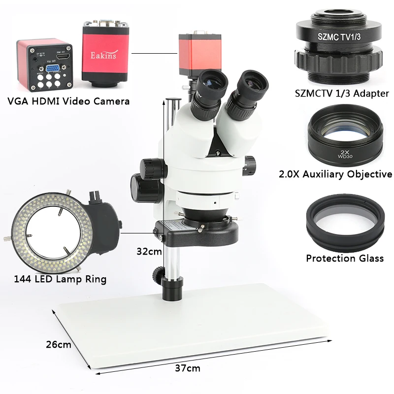 Goede Telefoon PCB Solderen Repair Lab Industri euml;le 7X 45X 90X Simul focal Trinoculaire Stereo Microscoop VGA HDMI Video Camera 720 p 13MP