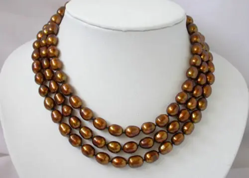 

A 50" 12mm baroque rice coffee pearl necklace